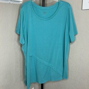 432 - AnyBody NWOT Cozy Knit Teal Short Sleeve Top, Size 3X